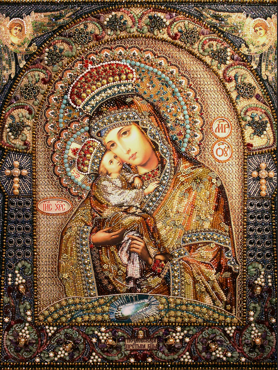 Образа в каменьях Почаевская Икона Божией Матери арт. 7751